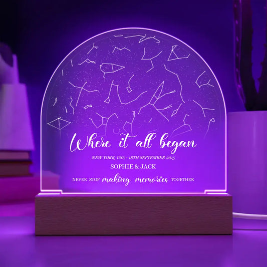 Where It All Began - Unique Personalized Gift For Her - Dome Star Map Night Light