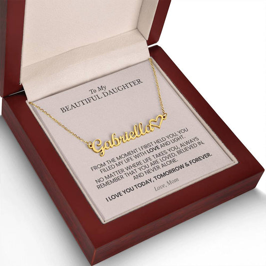 Personalized Daughter Necklace from Mom – Custom Name Necklace with Heart