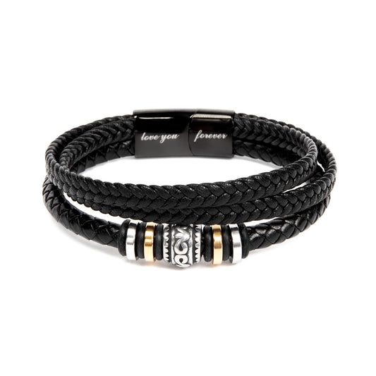 Perfect Gift For Him - Leather Bracelet With Personalized Message Card