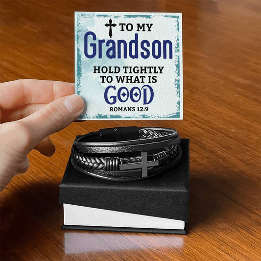 Perfect Gift For Grandson - Cross Bracelet With A Meaningful Message Card