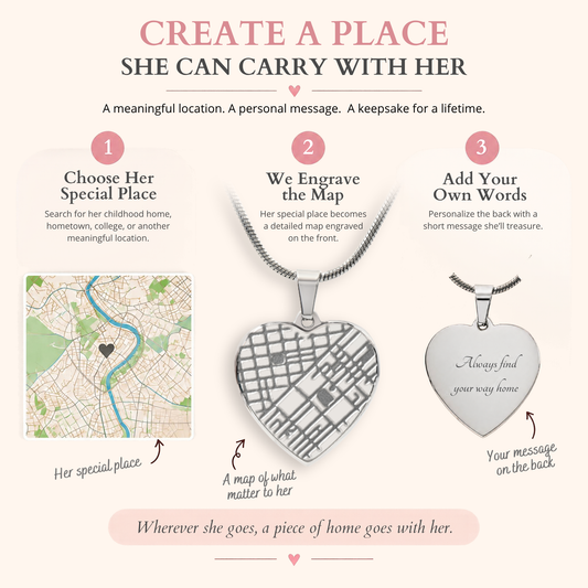 Wherever You Go – Personalized Map Necklace for Daughter