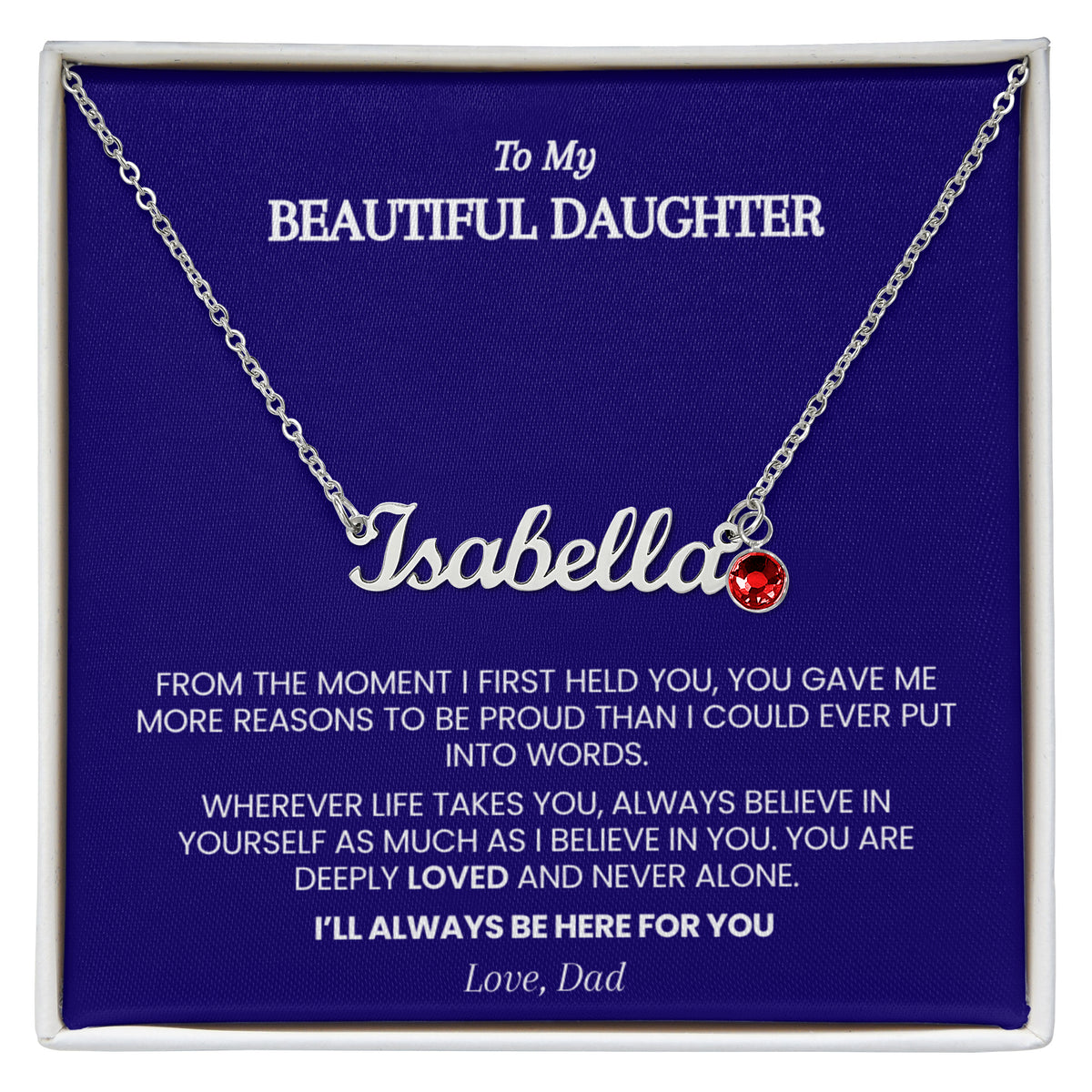 Personalized Name & Birthstone Necklace for Daughter from Dad – From the Moment I First Held You