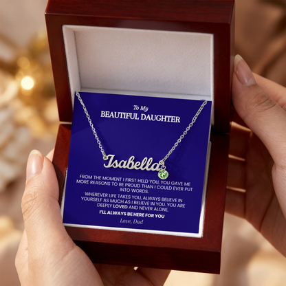 Personalized Name & Birthstone Necklace for Daughter from Dad – From the Moment I First Held You