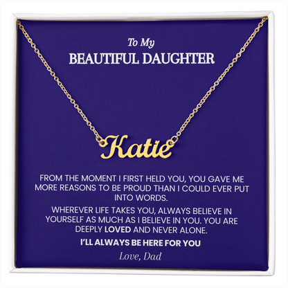 Personalized Name Necklace for Daughter from Dad – From the Moment I First Held You