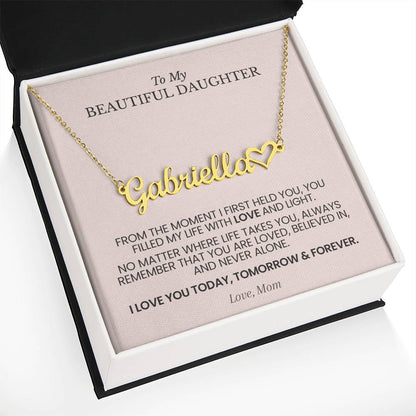 Personalized Daughter Necklace from Mom – Custom Name Necklace with Heart