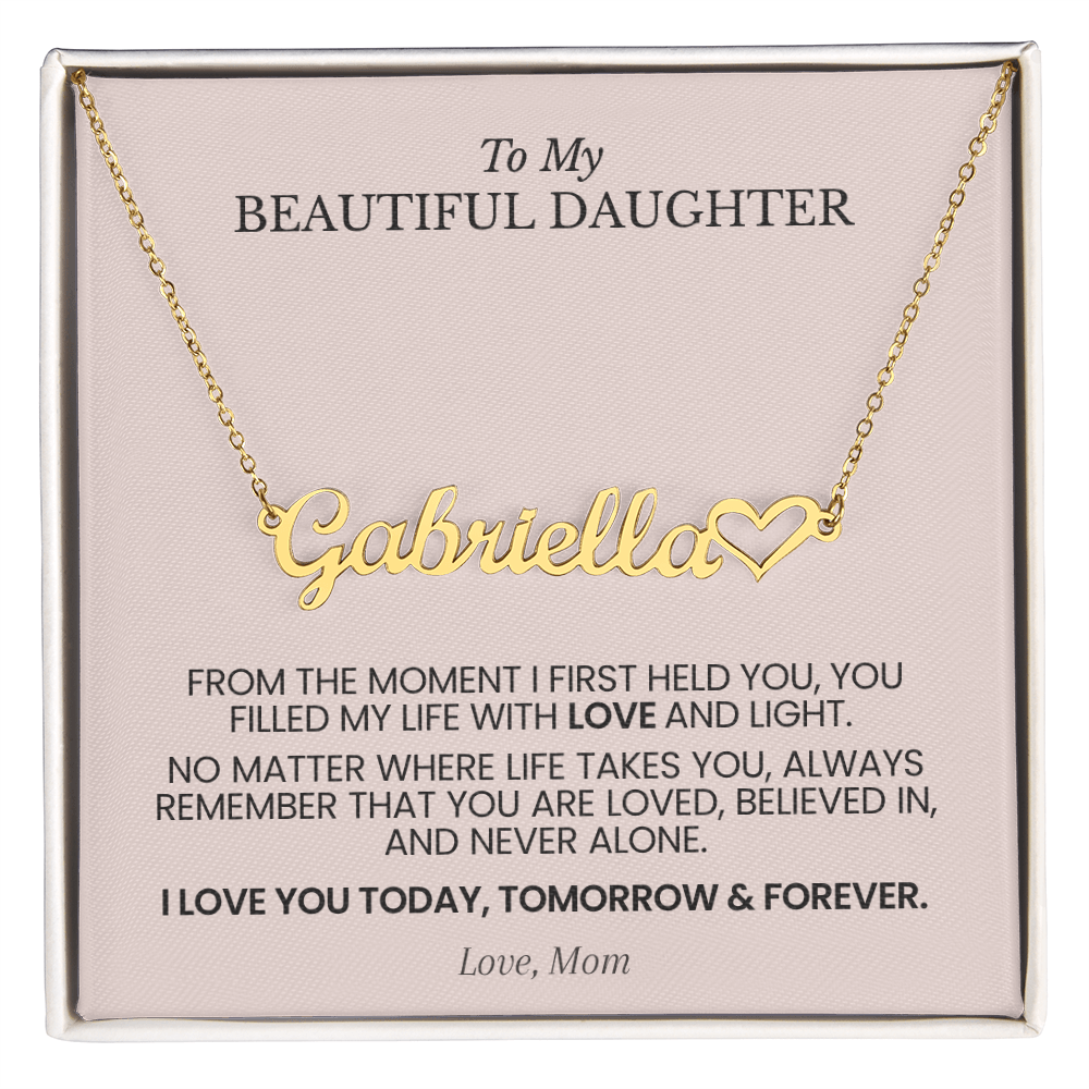 Personalized Daughter Necklace from Mom – Custom Name Necklace with Heart