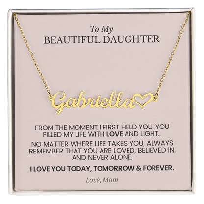 Personalized Daughter Necklace from Mom – Custom Name Necklace with Heart