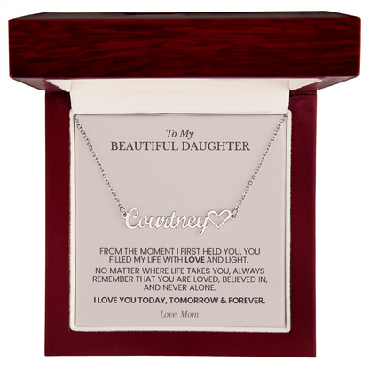 Personalized Daughter Necklace from Mom – Custom Name Necklace with Heart