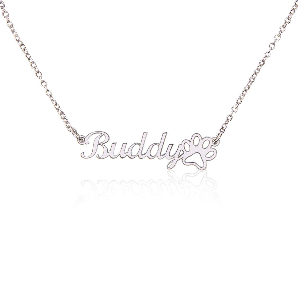 Beautiful Name With Paw Print Necklace Gift For Her