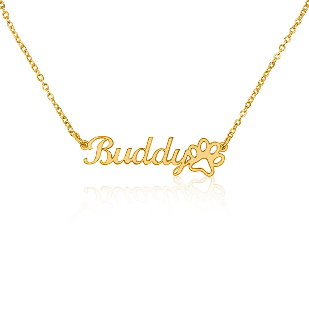 Beautiful Name With Paw Print Necklace Gift For Her