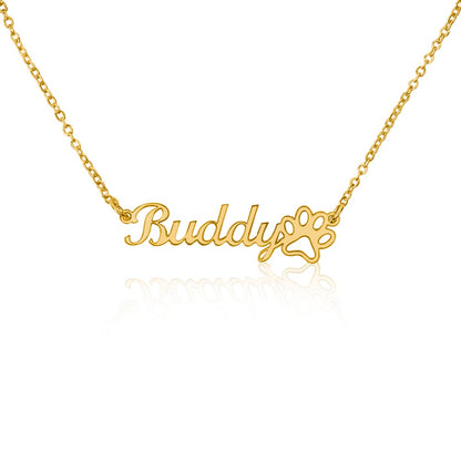 Beautiful Name With Paw Print Necklace Gift For Her