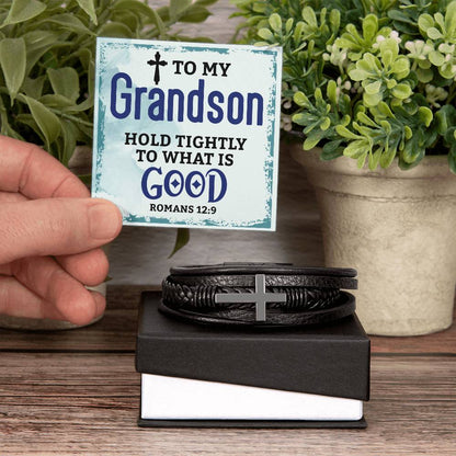 Perfect Gift For Grandson - Cross Bracelet With A Meaningful Message Card