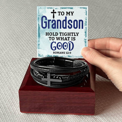 Perfect Gift For Grandson - Cross Bracelet With A Meaningful Message Card