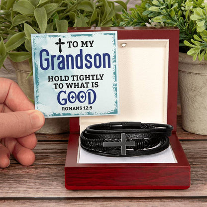 Perfect Gift For Grandson - Cross Bracelet With A Meaningful Message Card