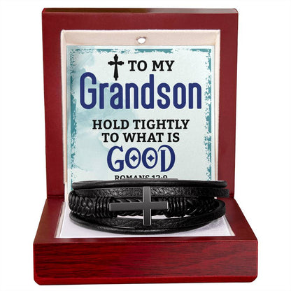 Perfect Gift For Grandson - Cross Bracelet With A Meaningful Message Card